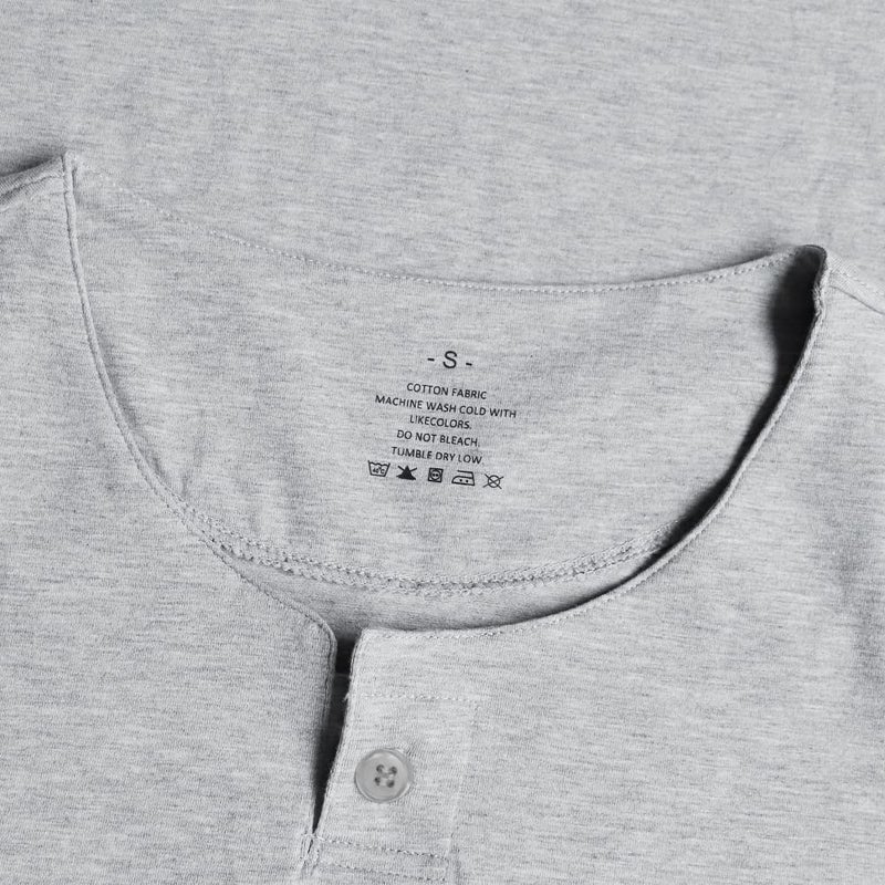 palglg Mens Short Sleeve Cotton Muscle Slim Fitted Sport Henley T-Shirt with Button Grey XL - Image 3